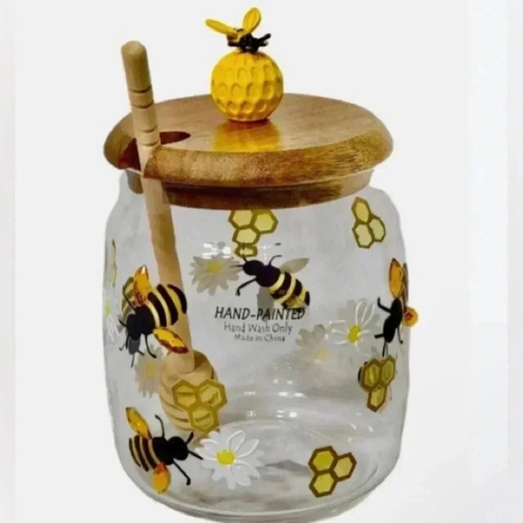 Honey Bee Glass Jar And Glasses - Picture 1 of 6